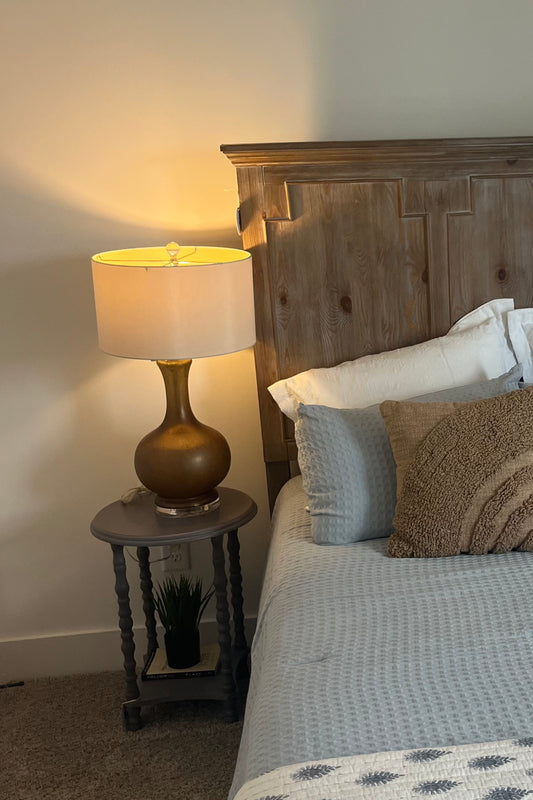 Large Gold Lamp with White Shade - Set of 2