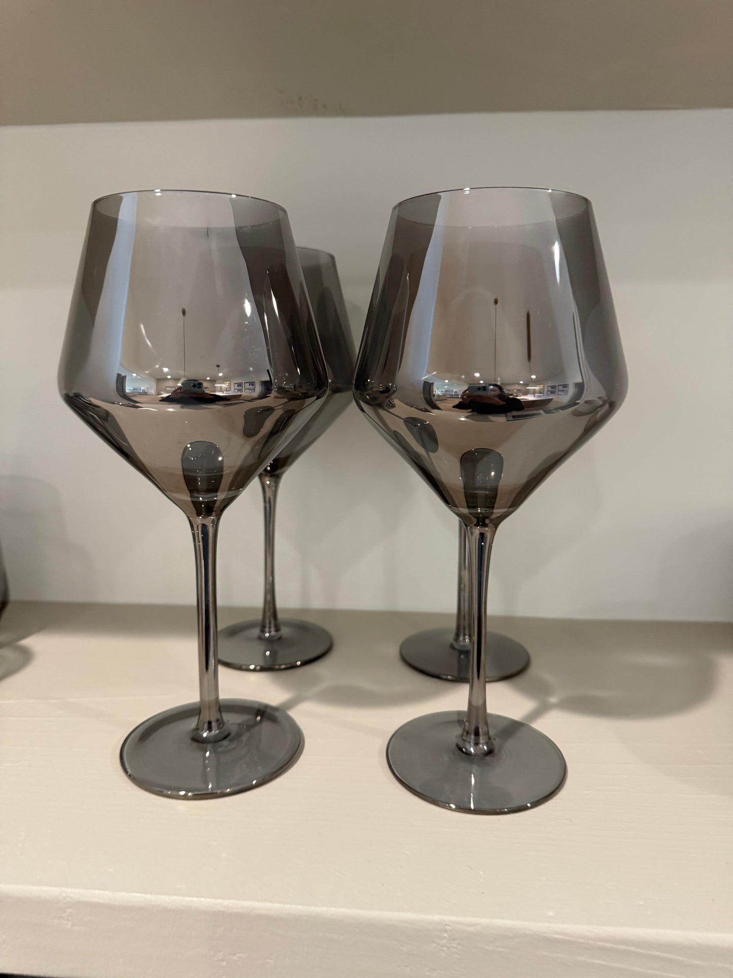 Charcoal Wine Glasses w/ Stems - Set of 4
