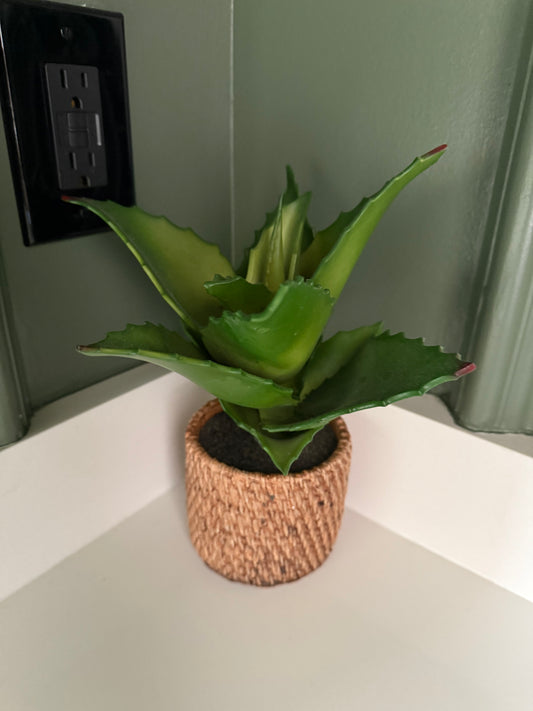 Faux Plant in Wicker Pot