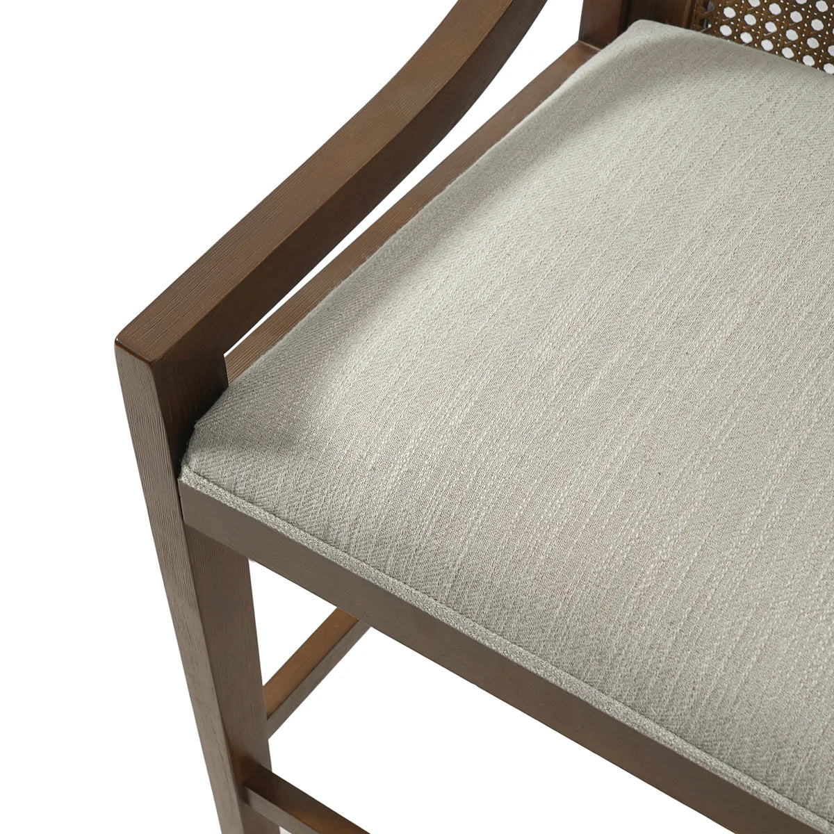 Walnut Handwoven Cane Back Counter Stool