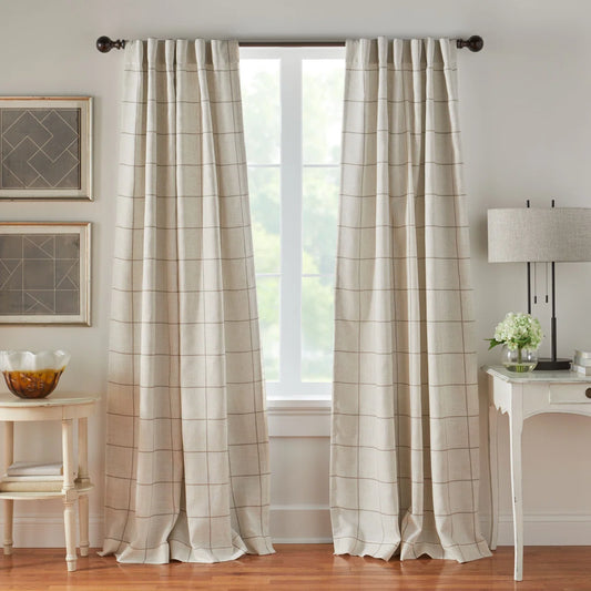 52"W x 108"L Checkered Blackout Rod Pocket Single Curtain Panel