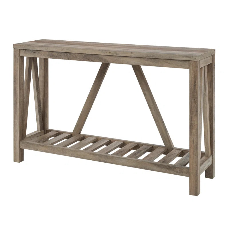 Crossback Graywash Console Table