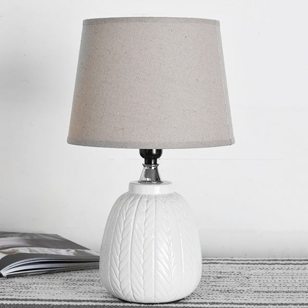 White Line Pattern Lamp with Grey Shade