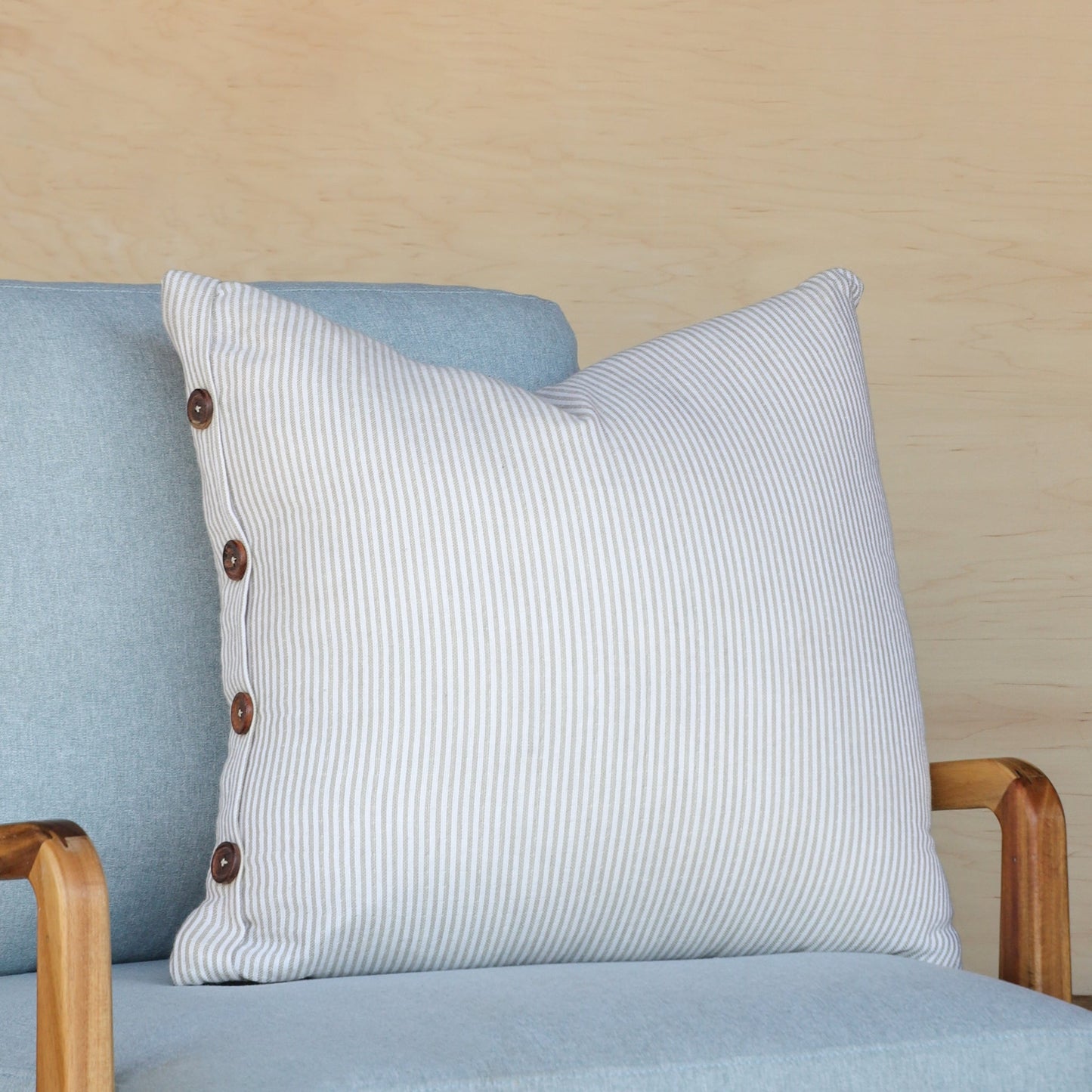 Pin Stripe Button Throw Pillow