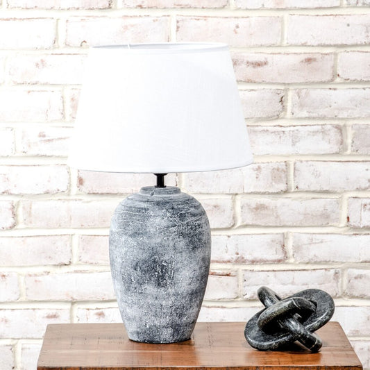 Rough Gray Ceramic Lamp 18"