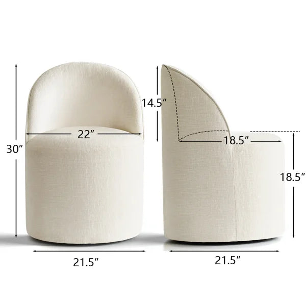 Beige Rolling Chenille Dining Chairs