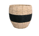 Black Stripe Large Wicker Basket