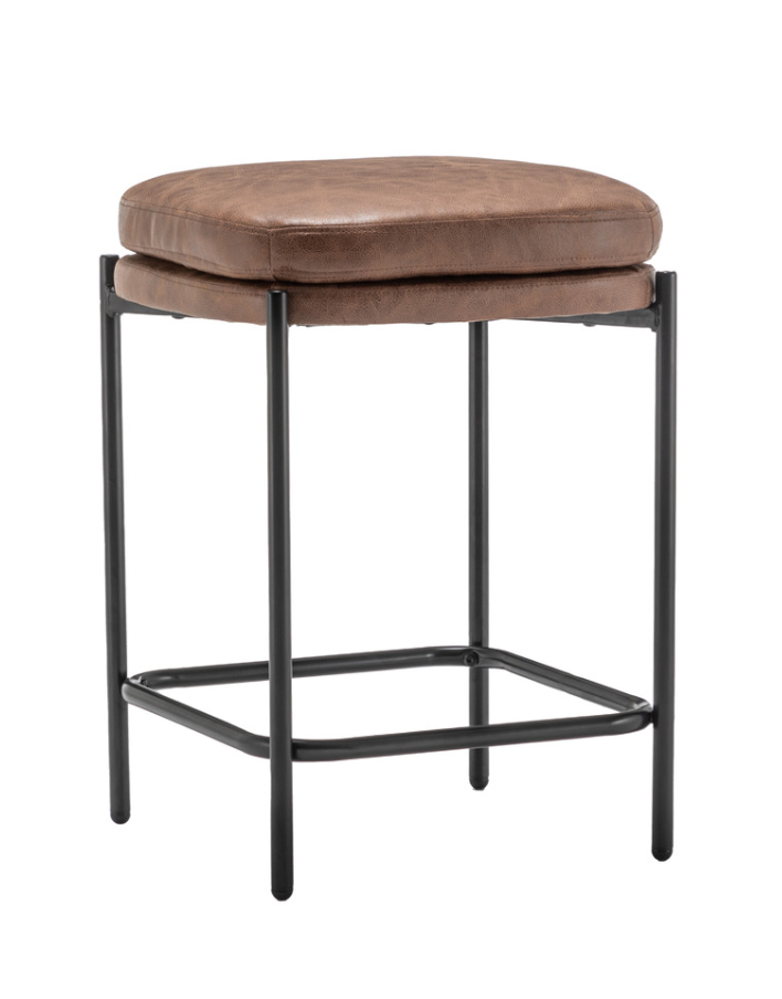 Modern Square Counter Stool - Walnut Brown