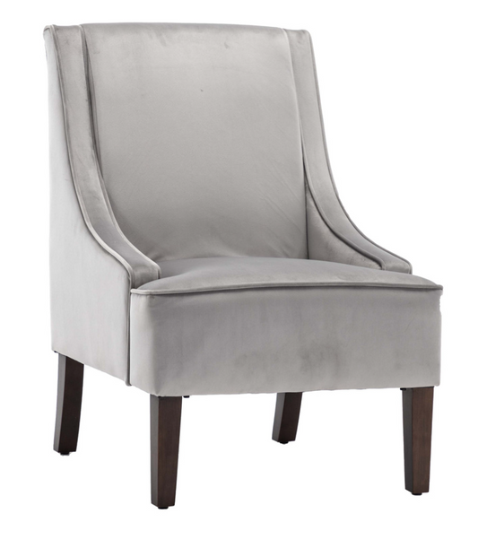 Swoop Arm Velvet Accent Chair - Gray Velvet