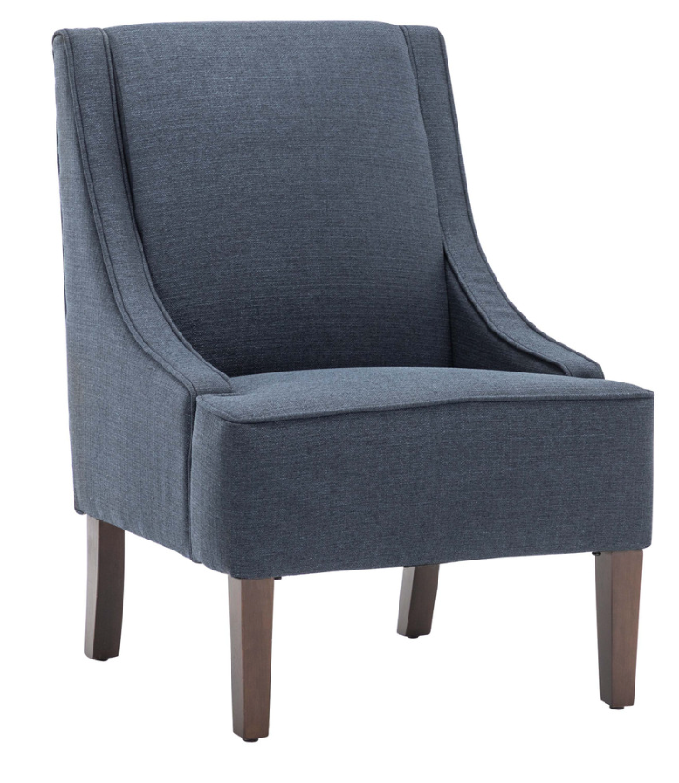 Swoop Arm Fabric Accent Chair - Dark Blue