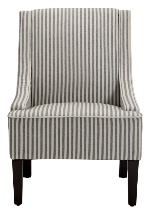 Swoop Arm Fabric Accent Chair - Gray Stripe