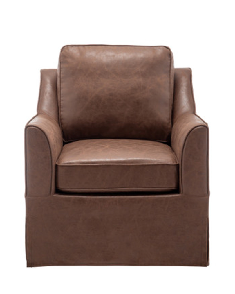 Channel Club Chair - Brown Faux Leather