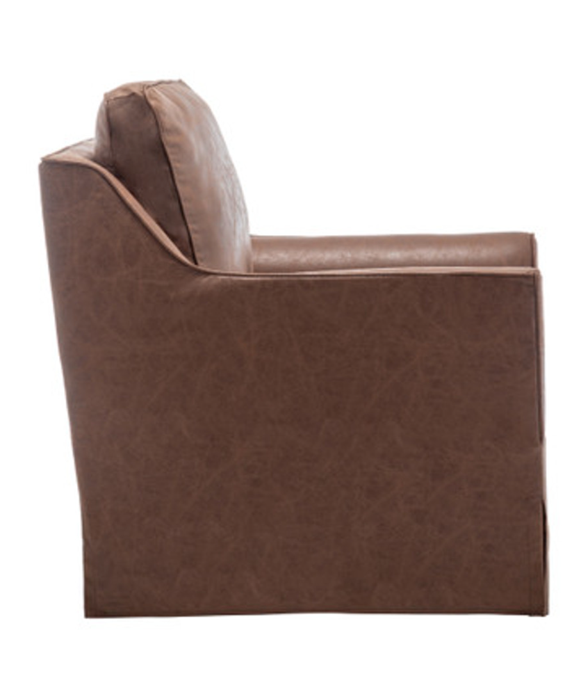 Channel Club Chair - Brown Faux Leather