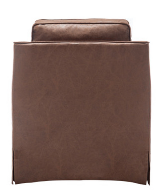 Channel Club Chair - Brown Faux Leather