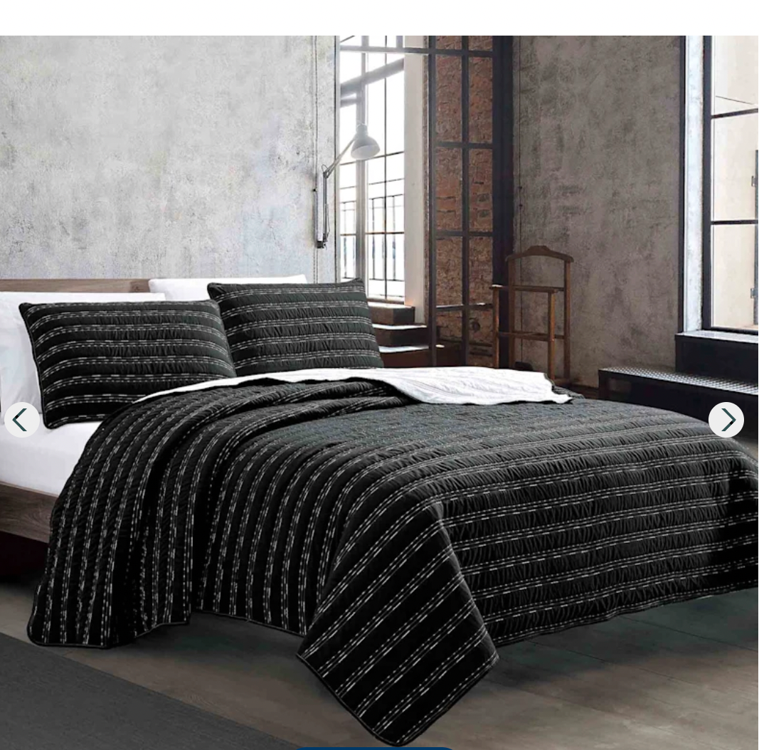 Queen Storm Black Quilt Set