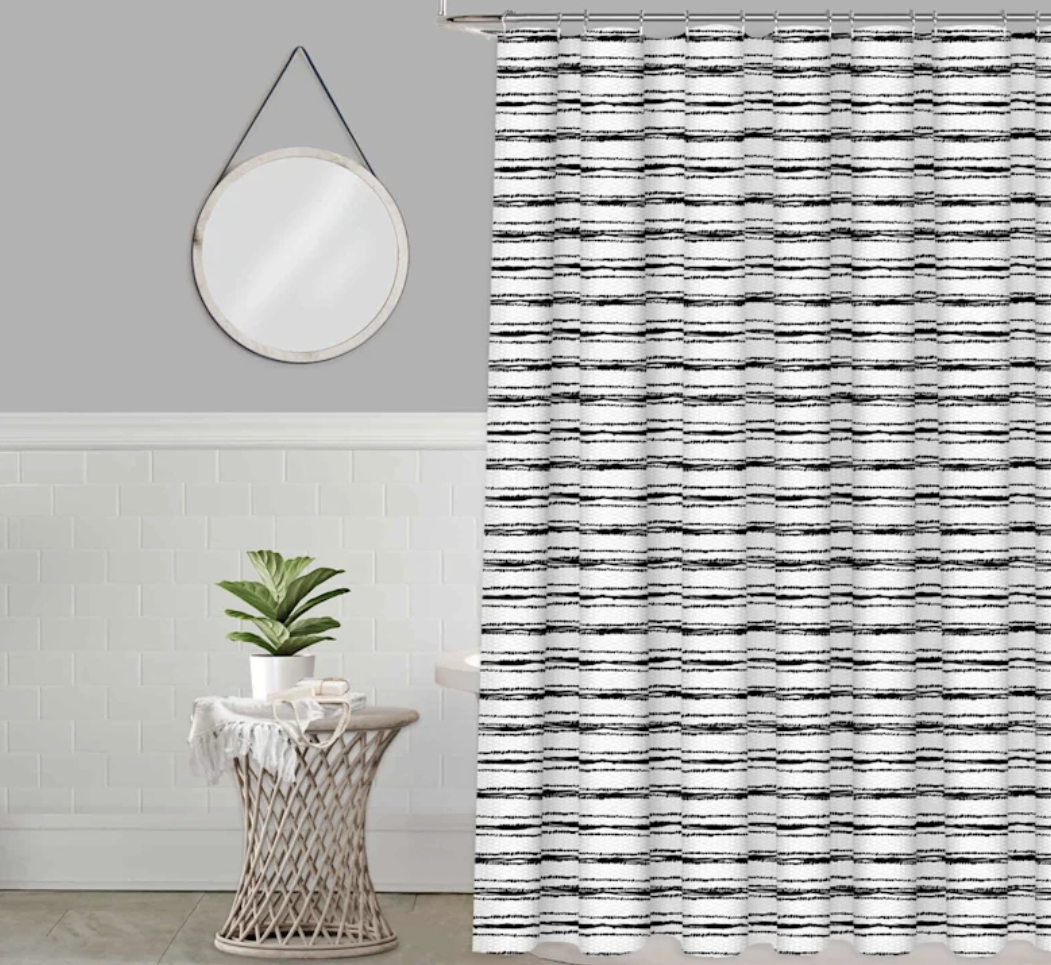 Black and Grey Striped Shower Curtain