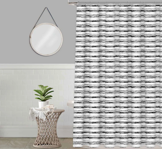 Black and Grey Striped Shower Curtain