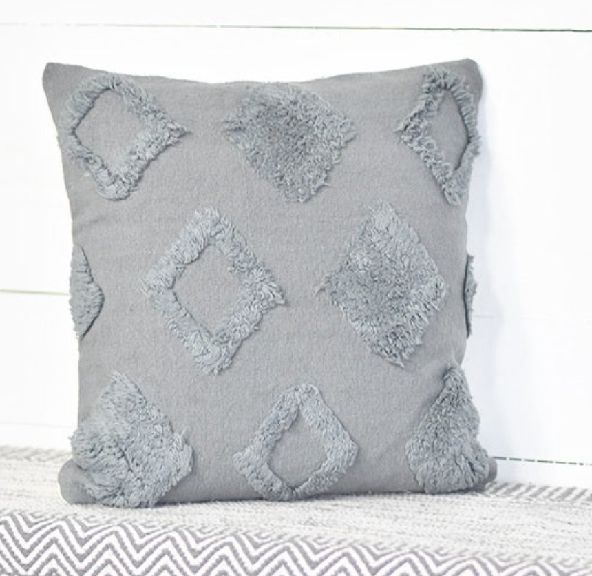 Grey Diamond Fluff Throw Pillow