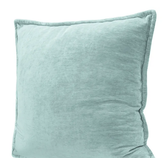 Mineral Blue Velvet Throw Pillow