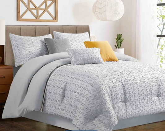 Gray Comforter Jacquard Set - Queen