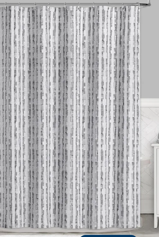 Distressed Grey Stripe Shower Curtain