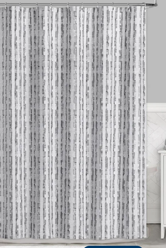 Distressed Grey Stripe Shower Curtain