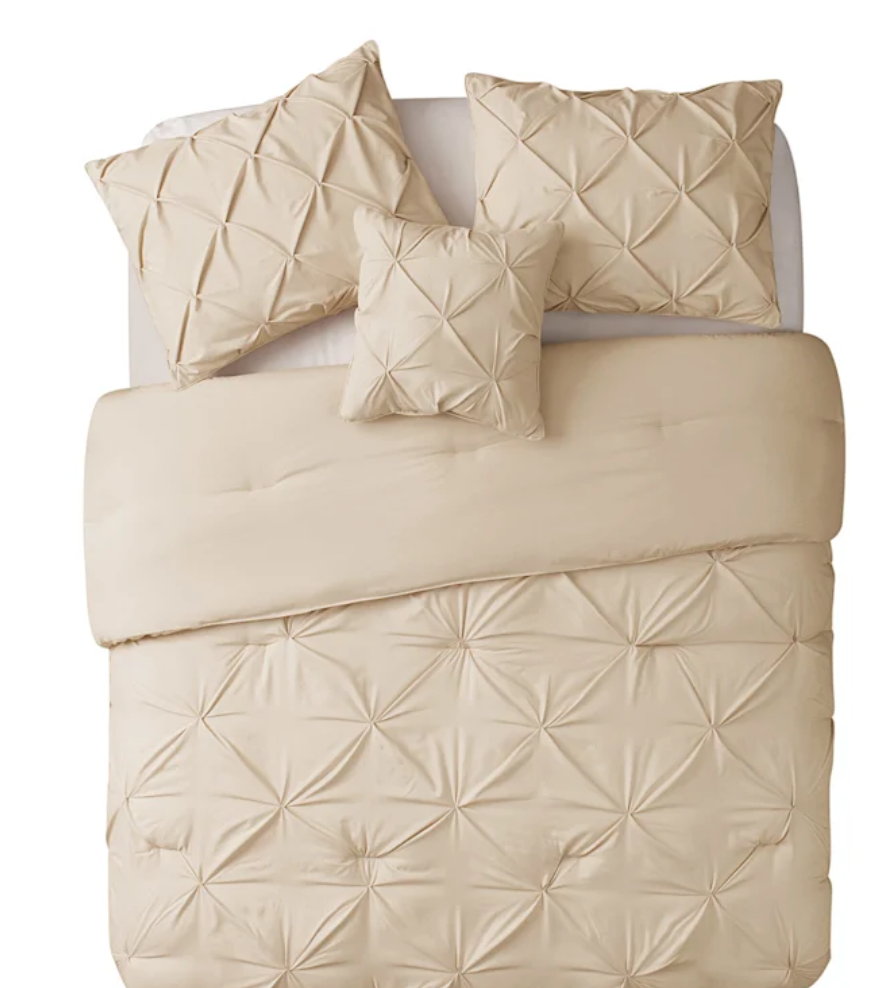 Taupe Pintucked Comforter Set - King