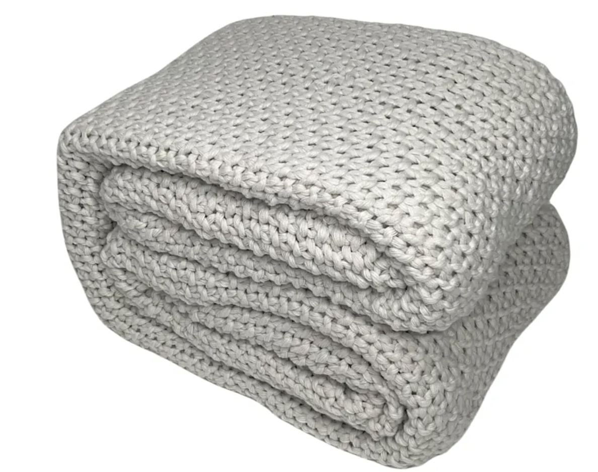 Sweater Knit Light Grey Blanket - Queen