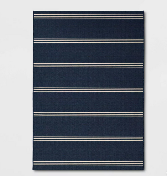 Navy Stripe Rug - 7 x 10