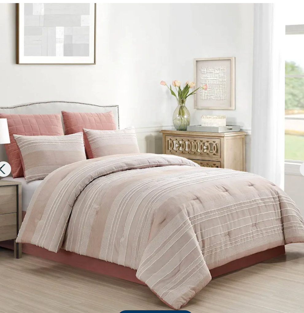 Pink Waffle Comforter Set