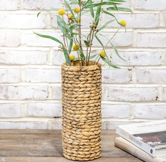 Tan Braided Pattern Cement Pot