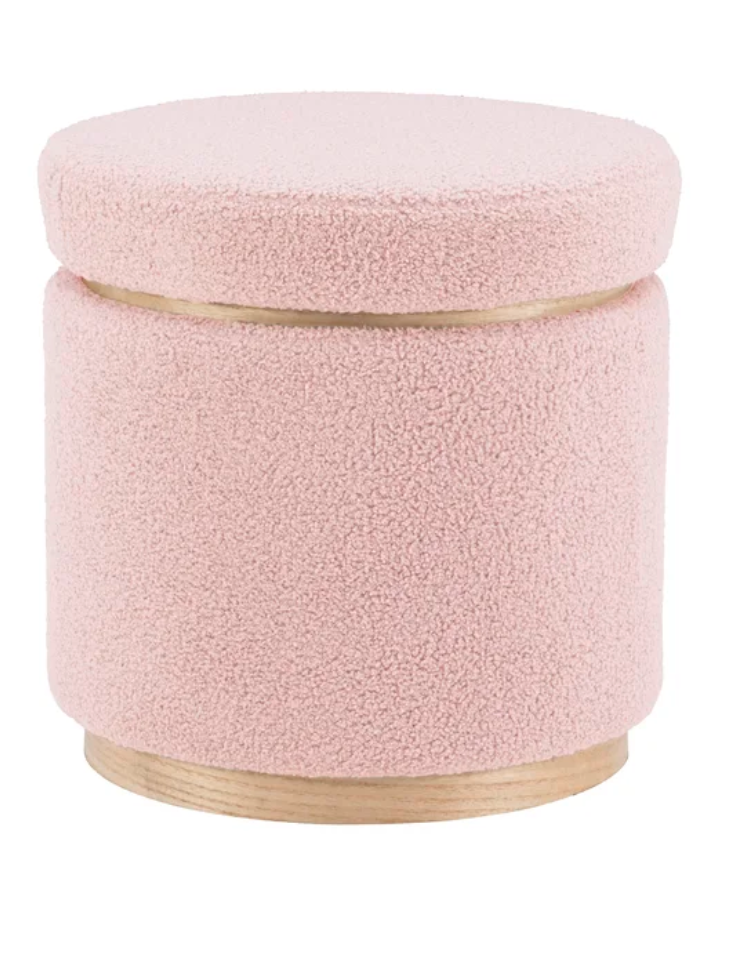 Pink Sherpa Storage Ottoman