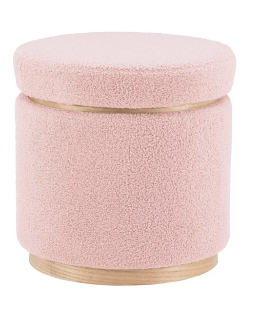 Pink Sherpa Storage Ottoman