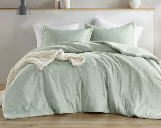 Sage Green Chambray Comforter Set - Queen