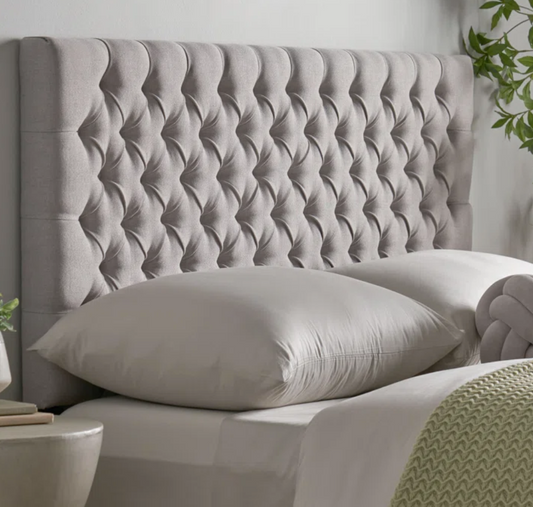 Light Grey Tall Upholstered Panel Headboard - Queen