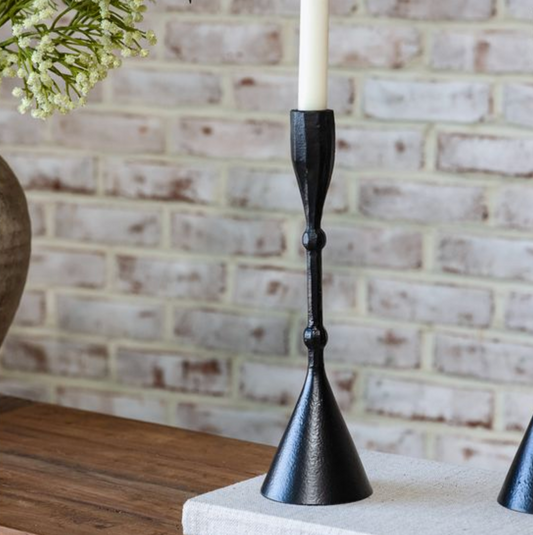 12" Black Bead Candle Holder