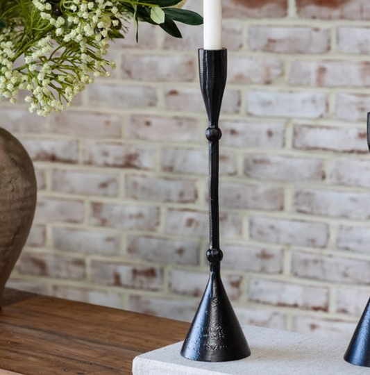 14" Black Bead Candle Holder