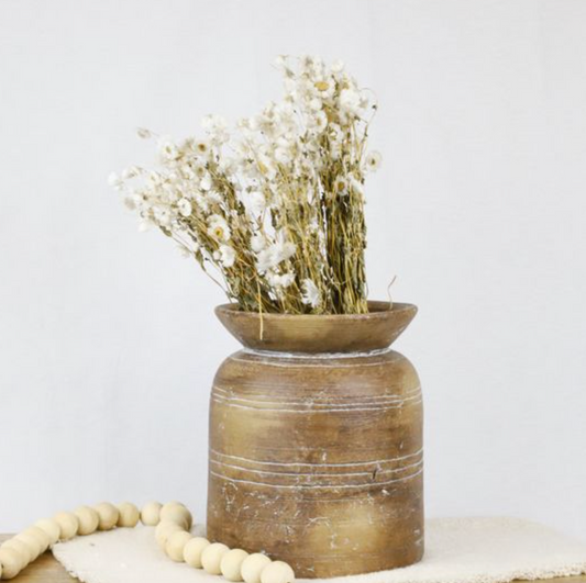 11" Brown terra Cotta Line Vase