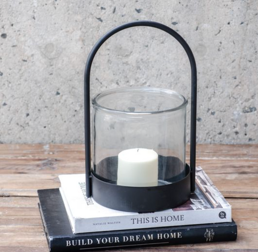 13" Tin Glass Windlight Arch Candle
