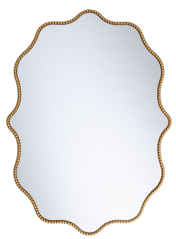 Gold Bead Wavy Scalloped Wall Mirror