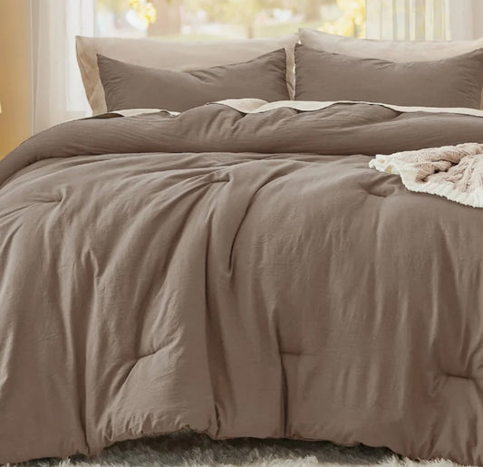 Brown Reversible Prewashed Comforter - Cal King