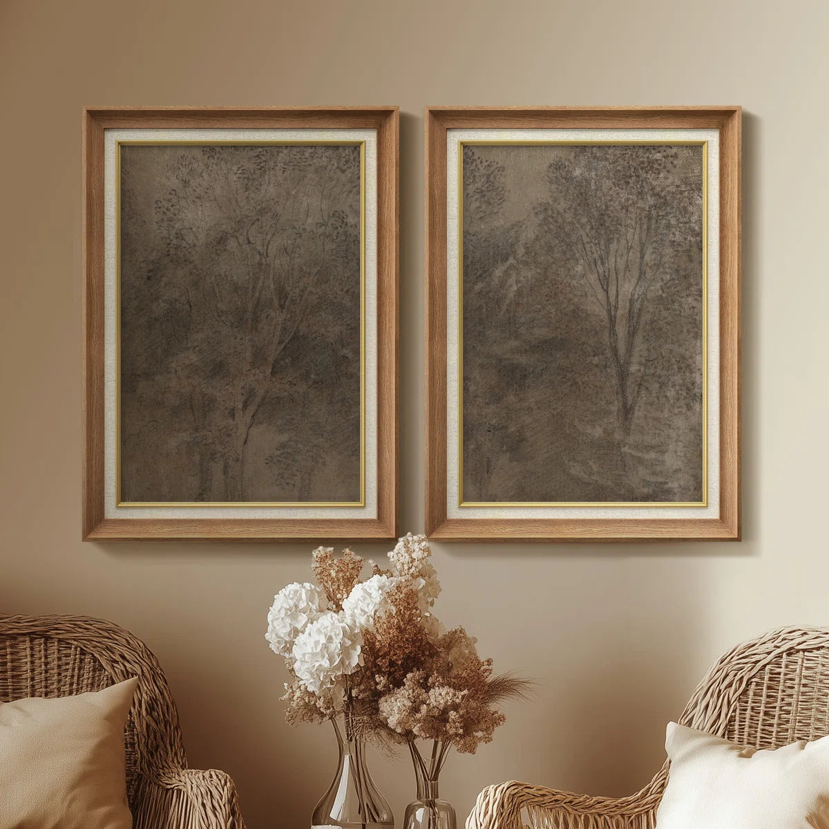 Natural Frame Black and Grey Wood Scene Art