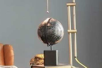 Small Black Globe on Block Pedestal