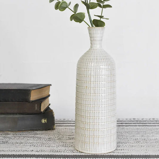 White Skinny Stripe Vase