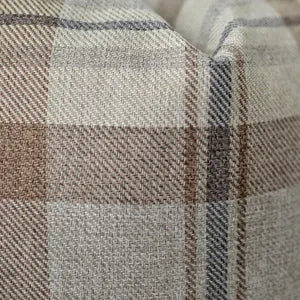 Brown and Navy Blue Plaid Woven Pillow Cover