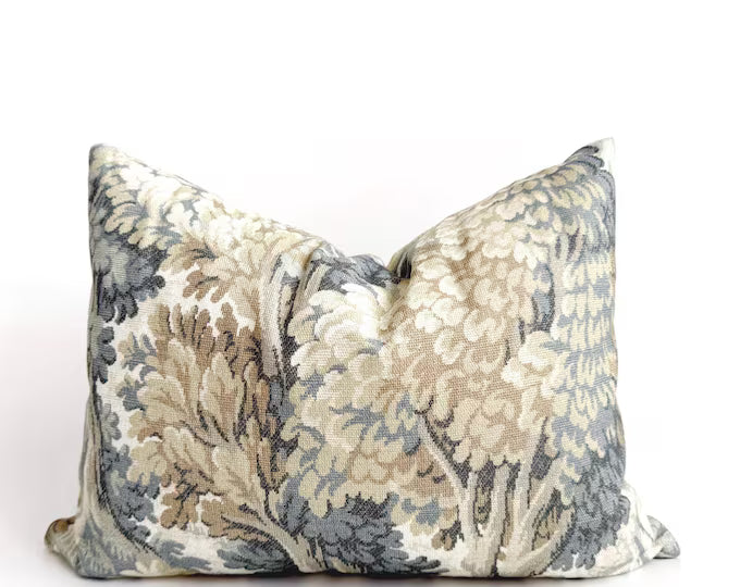 Muted Forest Print Throw Pillow Cover - Lumbar