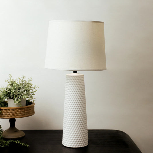 Tall Dimpled White Ceramic Lamp