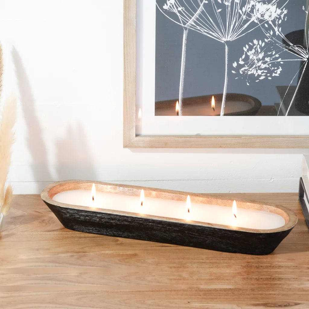 Black Dough Bowl With Candle