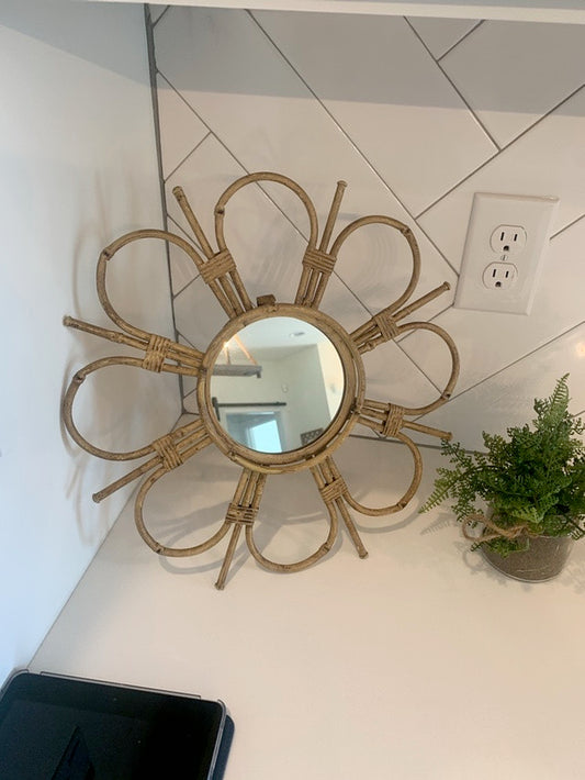 Mini Flower Rattan Mirror