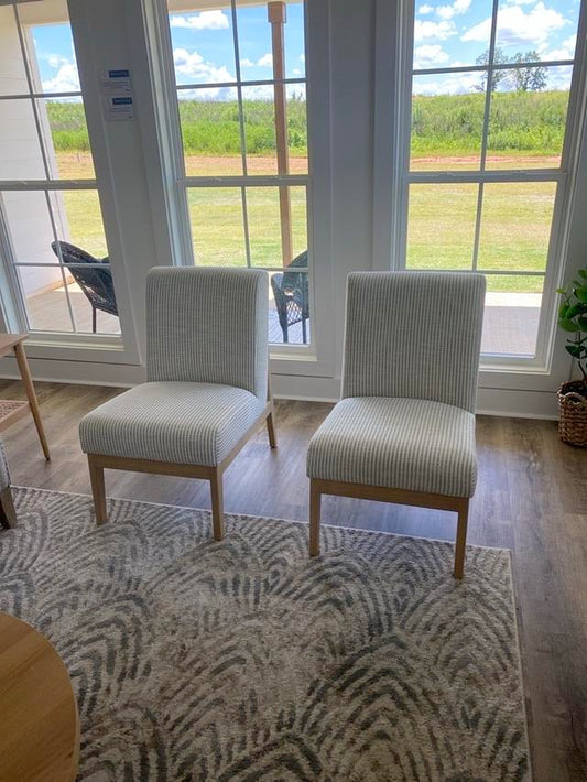 Gray Pinstriped Accent Chairs - Set of 2